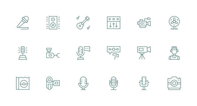 Recording featuring 18 Icons in Minimal Line Design Clean Icon Set Icon Pack for UI Projects vector