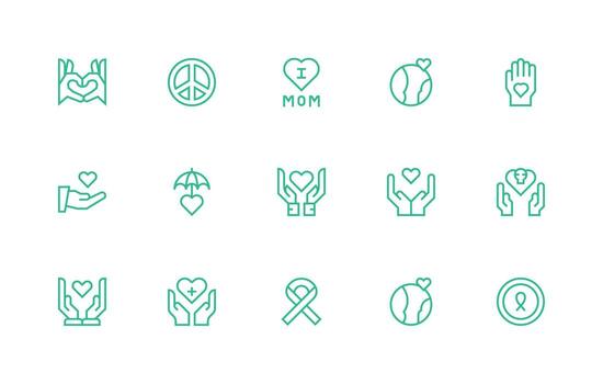 Empathy Icon Collection with 15 Regular Line Designs Essential Icons for Rapid UI Building vector
