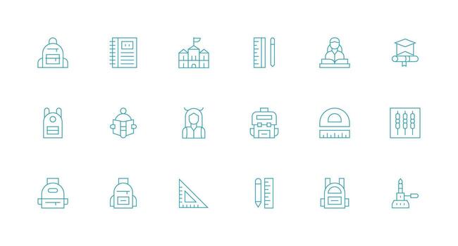 18 Minimal Line Icons for Student Graphics Multi-Style Icons for Creative Projects vector
