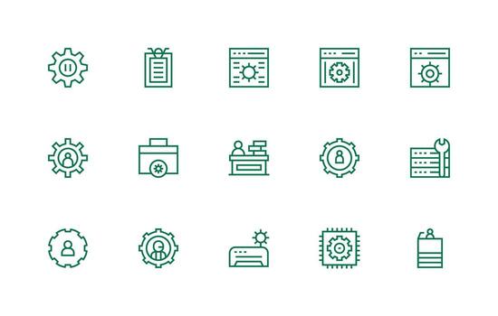 15 íconos para administración en regular línea formato equilibrado icono conjunto para funcional diseño vector