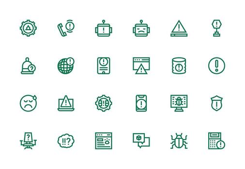 24 Issue Icons in Thick Line Line Aesthetic Icon Set for Web vector