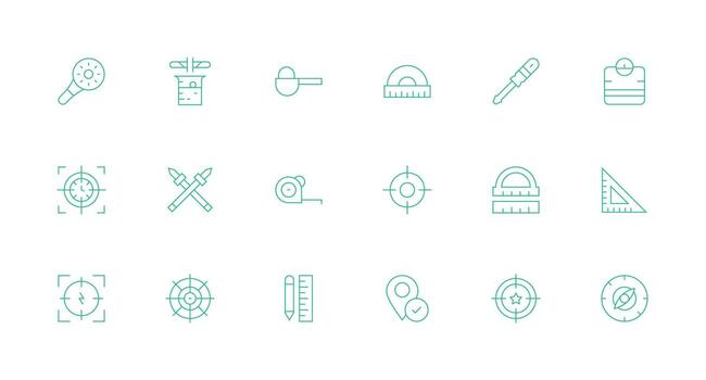 preciso visual paquete conteniendo 18 mínimo línea íconos íconos construido para visual consistencia paquete vector