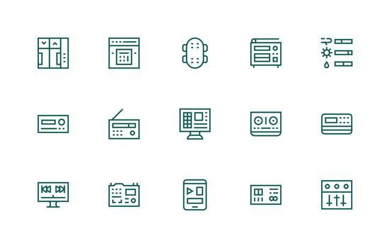 Controls Icon Collection with 15 Regular Line Designs Responsive Icon Set for Flexible Layouts vector