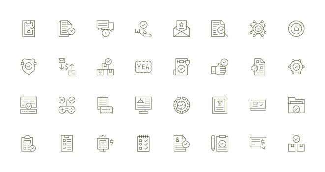 Confirmation Icon Set with 32 Thin Line Graphics Modern Icon Set vector