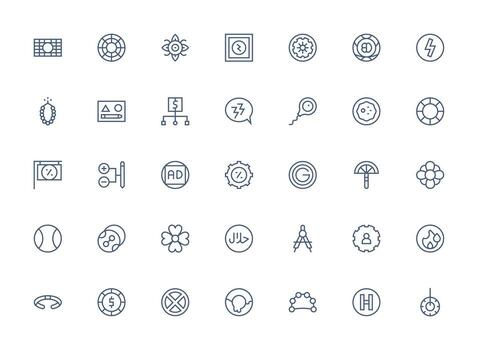 Regular Clean Line Icons from Circle Set with 35 Vectors Reusable Icon Set