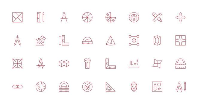 Geometry Set with 32 Thin Line Icons Modern Line and Glyph Icon Series vector