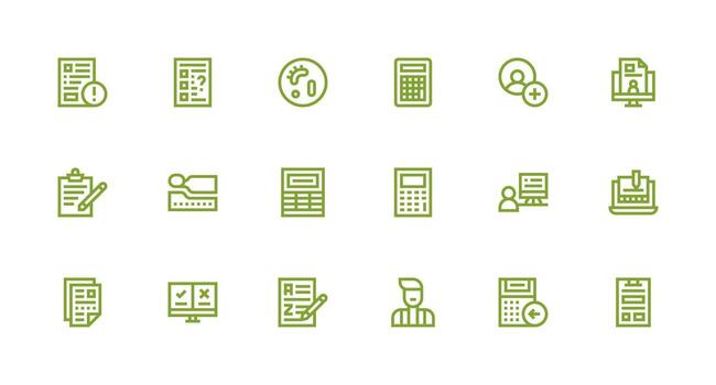 18 fuerte carrera línea estilo íconos desde datos entrada colección completar icono conjunto para móvil aplicaciones vector