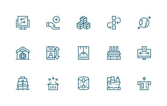 Regular Line Icons from Import Set with 15 Vectors Well-Structured Icons for Creative Use