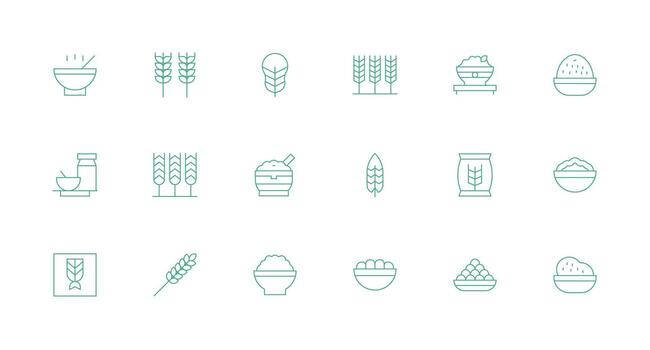 Minimal Line Style Cereal Icons with 18 Vectors UI-Ready Icon Collection
