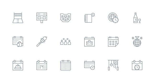 Minimal Line Style Event Icons with 18 Vectors Line Icon Collection