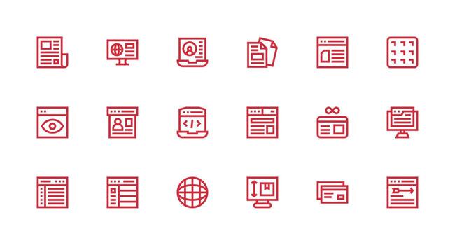 18 fuerte carrera línea vectores para web página tema equilibrado icono conjunto para funcional diseño