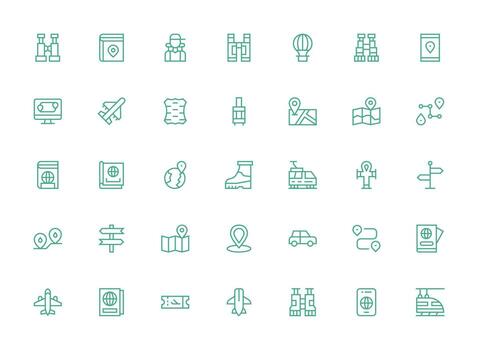 35 regular limpiar línea íconos para viaje gráficos escalable icono paquete vector