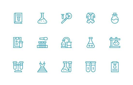 Experimentation Icon Set with 15 Regular Line Graphics Clean Set for Layout Prototypes vector