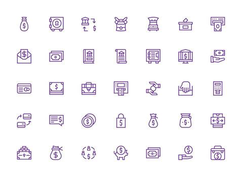 35 Regular Clean Line Style Icons from Deposit Collection Full Icon Library for UI Designers vector