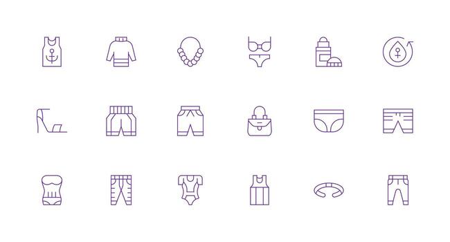 mínimo línea estilo De las mujeres íconos con 18 vectores icono conjunto para web