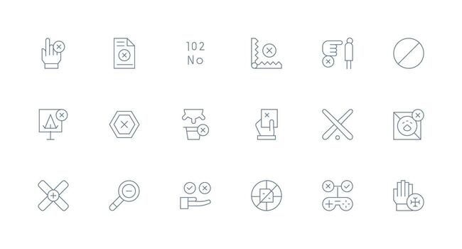 Minimal Line Style Deny Icons with 18 Vectors Essential Icons for Rapid UI Building