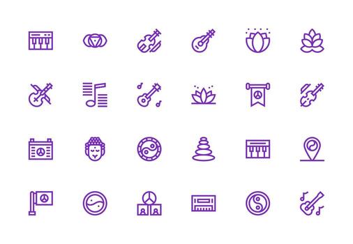 Harmony Icon Set with 24 Thick Line Line Graphics Display Icon Pack vector