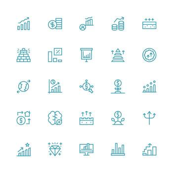 Medium Stroke Outline Style Increase Icons with 25 Vectors High-Resolution Icons for Any Platform