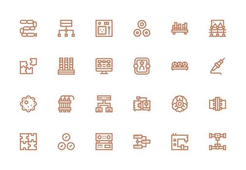 24 íconos para componentes en grueso línea línea formato interfaz íconos para diario utilizar vector