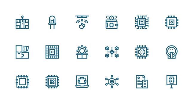 Strong Stroke Line Icons from Integrated Set with 18 Vectors Complete Icon Bundle for Web Design