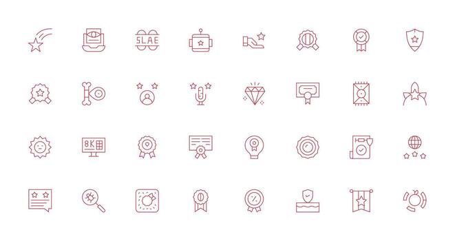 calidad icono conjunto con 32 Delgado línea gráficos píxel Perfecto icono conjunto vector