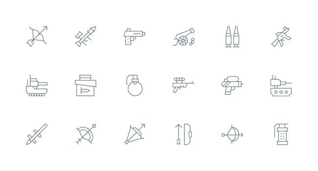 Projectile featuring 18 Icons in Minimal Line Design User Interface Icons for Digital Products vector