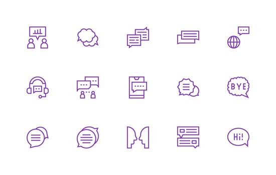 15 Regular Line Vectors for Conversation Theme Neutral Style Icons for Any Project