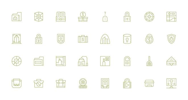 32 Thin Line Icons for Vault Graphics Essential Icons for Rapid UI Building vector