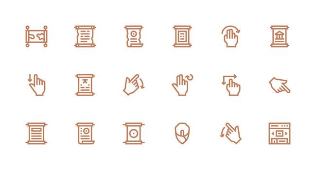 Desplazarse presentando 18 íconos en fuerte carrera línea diseño icono conjunto para proyectos vector