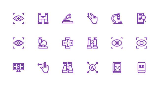Strong Stroke Line Style Magnify Icons with 18 Vectors Essential Icons for Rapid UI Building