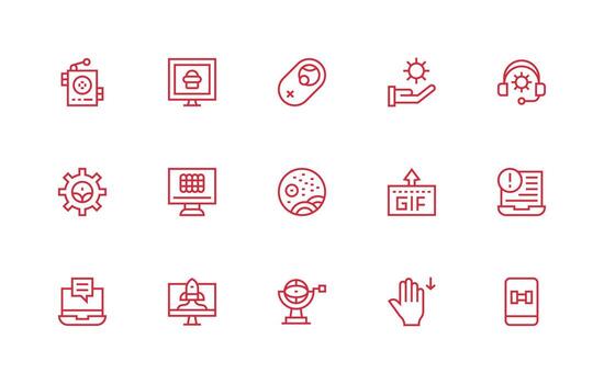 Software featuring 15 Icons in Regular Line Design Interface Icon Collection for Daily Projects vector