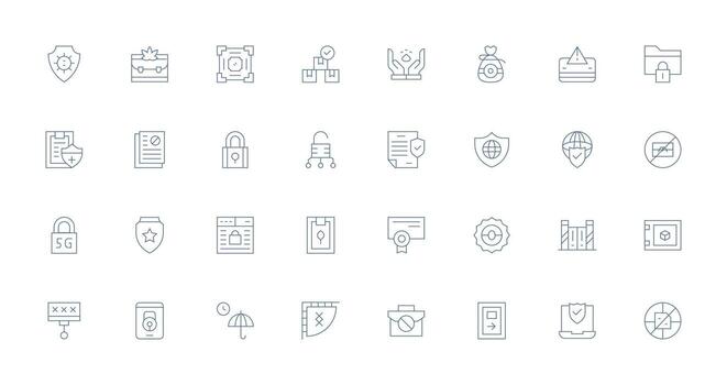 Thin Line Style Secure Icons with 32 Vectors Professional Icon Pack for Development Work