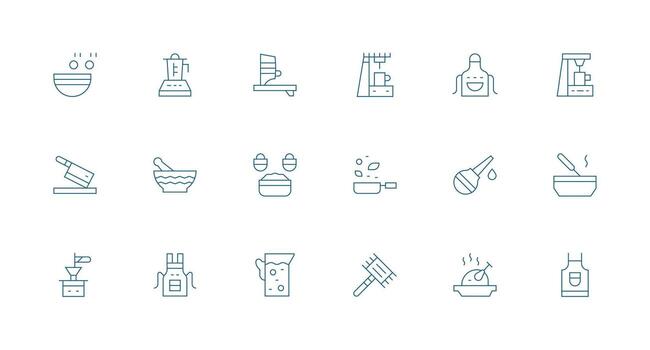 Preparation Design Icons featuring 18 in Minimal Line Style Core Icon Collection for Daily Tasks vector