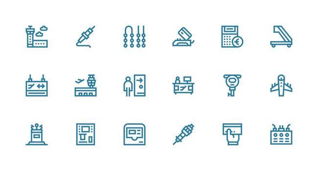 18 fuerte carrera línea estilo íconos desde terminal colección equilibrado icono conjunto para funcional diseño vector