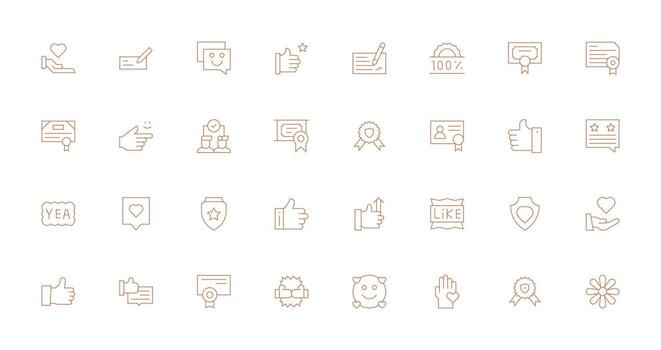 Thin Line Style Endorsement Icons with 32 Vectors Interface Icon Collection