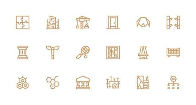 Framework Set with 18 Strong Stroke Line Icons Light Icon Series vector