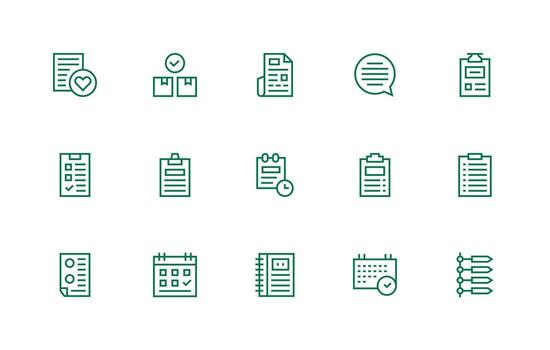 Lista de Verificación conjunto con 15 regular línea íconos tablero icono serie vector