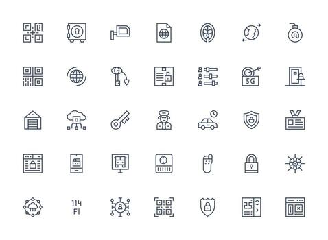 Access featuring 35 Icons in Regular Clean Line Design Scalable Icon Pack vector