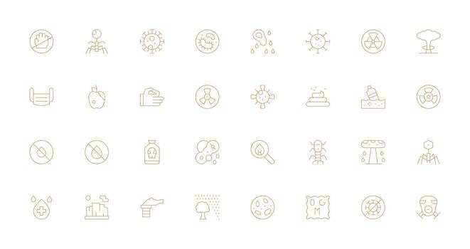 Thin Line Style Contamination Icons with 32 Vectors Sharp Icons for Presentations