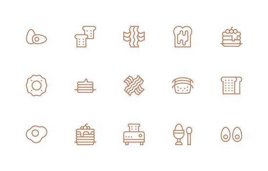 15 Regular Line Icons for Morning Meal Graphics Scalable Icons for All Themes vector