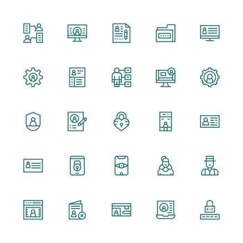 25 íconos para personal datos en medio carrera contorno formato agudo íconos para presentaciones vector