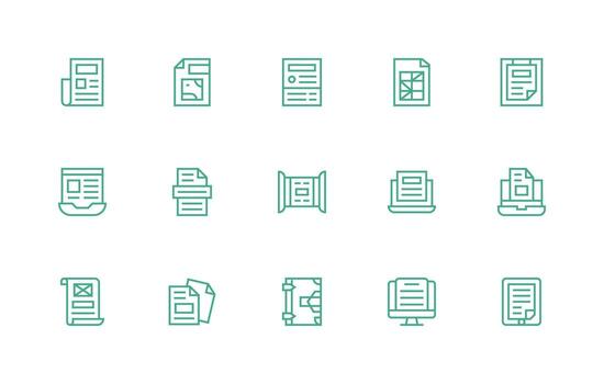 pdf diseño íconos presentando 15 en regular línea estilo completar icono haz para web diseño vector