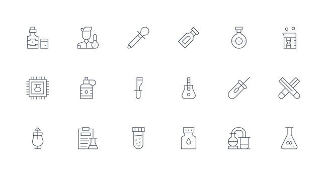 Flask Visual Pack containing 18 Minimal Line Icons Quick Access Icons for UI Development vector