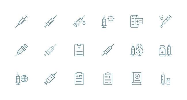18 Minimal Line Style Icons from Immunization Collection Reusable Icon Set vector