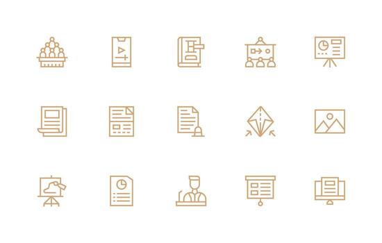 Regular Line Icons from Presentation Set with 15 Vectors Flexible Icon System for Web Interfaces