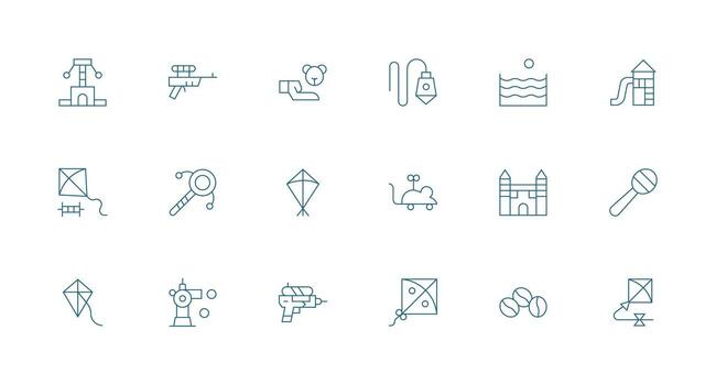 Toy including 18 Minimal Line Illustrations Scalable Icons for All Themes vector