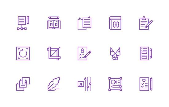 Edit Visual Pack containing 15 Regular Line Icons Multi-Style Icons for Creative Projects vector