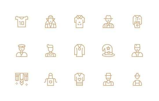 Uniform featuring 15 Icons in Regular Line Design Well-Structured Icons for Creative Use vector