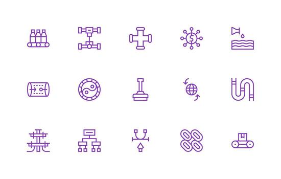 15 regular línea estilo íconos desde fluir colección icono paquete vector