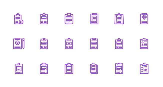 portapapeles diseño íconos presentando 18 en fuerte carrera línea estilo limpiar icono conjunto icono paquete para ui proyectos vector
